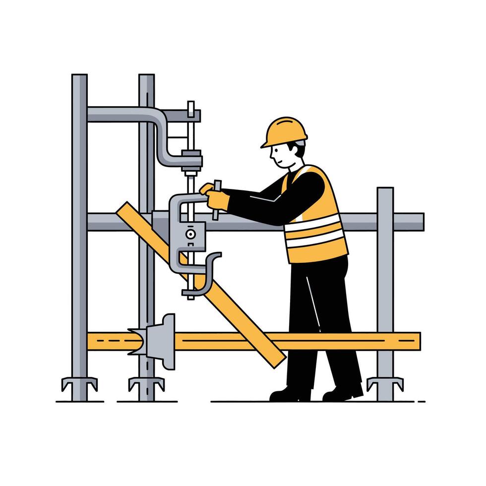 An illustration of a man working on a pipe vector