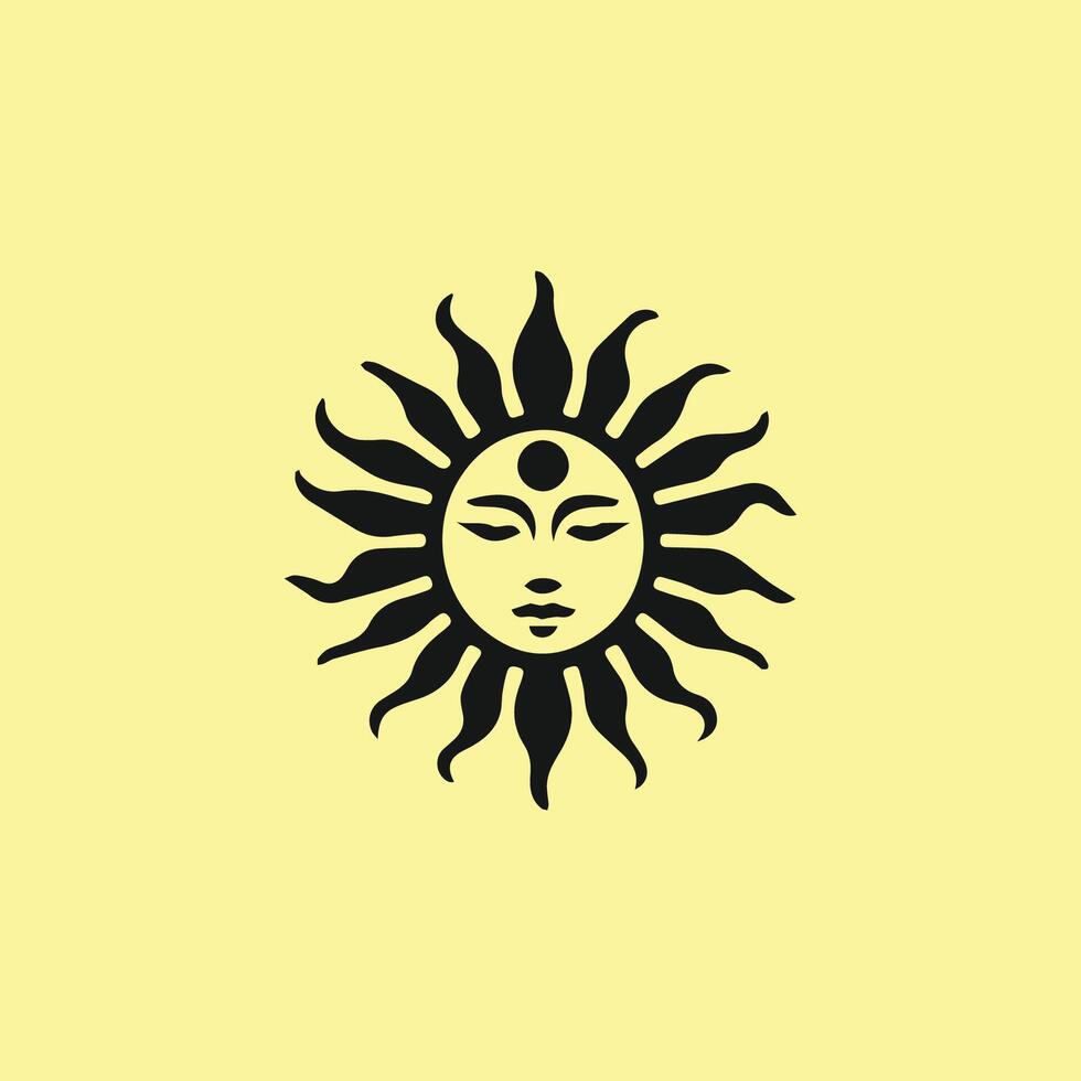 a sun face with a black background vector