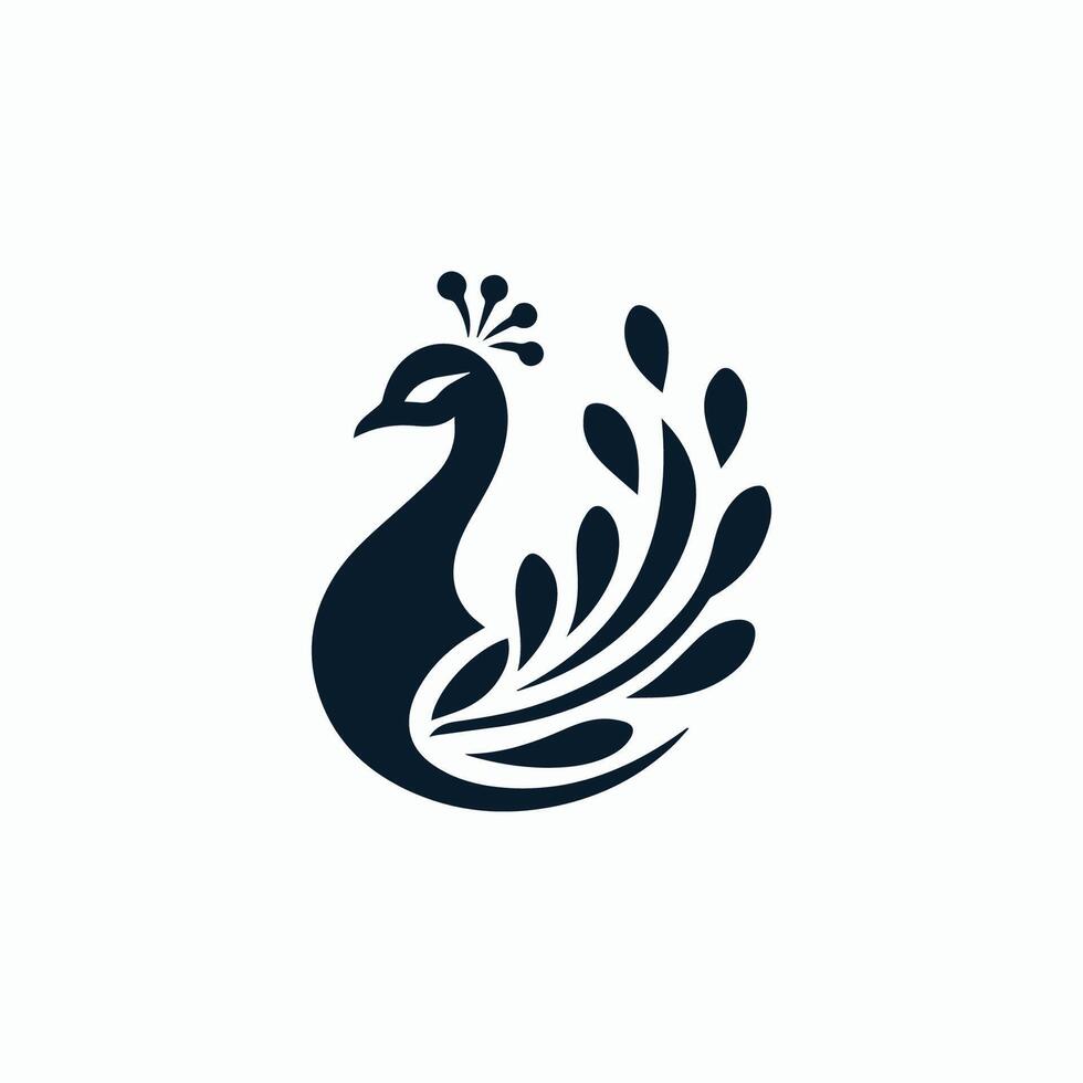 a black and white logo of a peacock vector