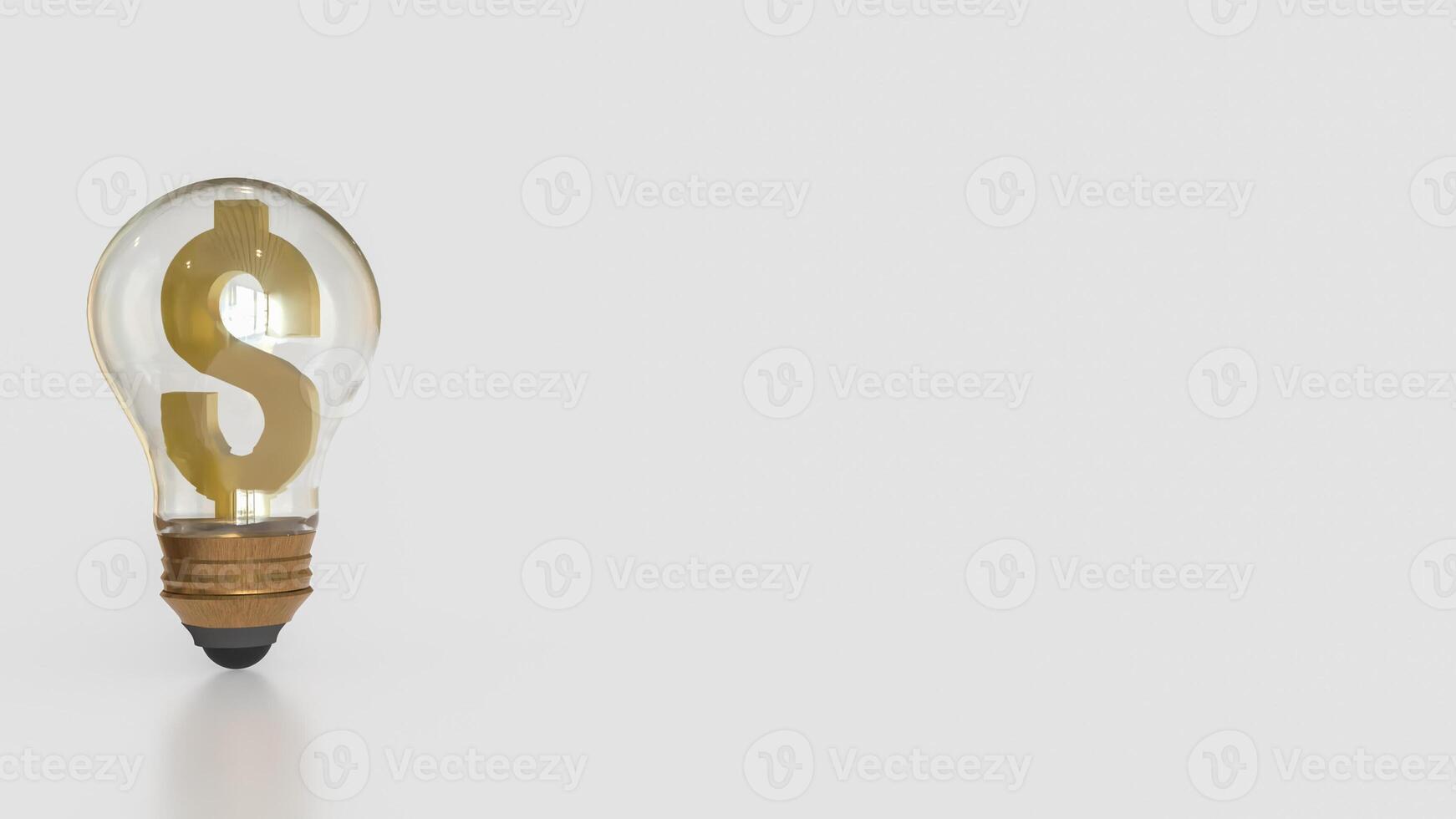 The Gold dollar symbol in Light Bulb for Business concept 3d rendering. photo