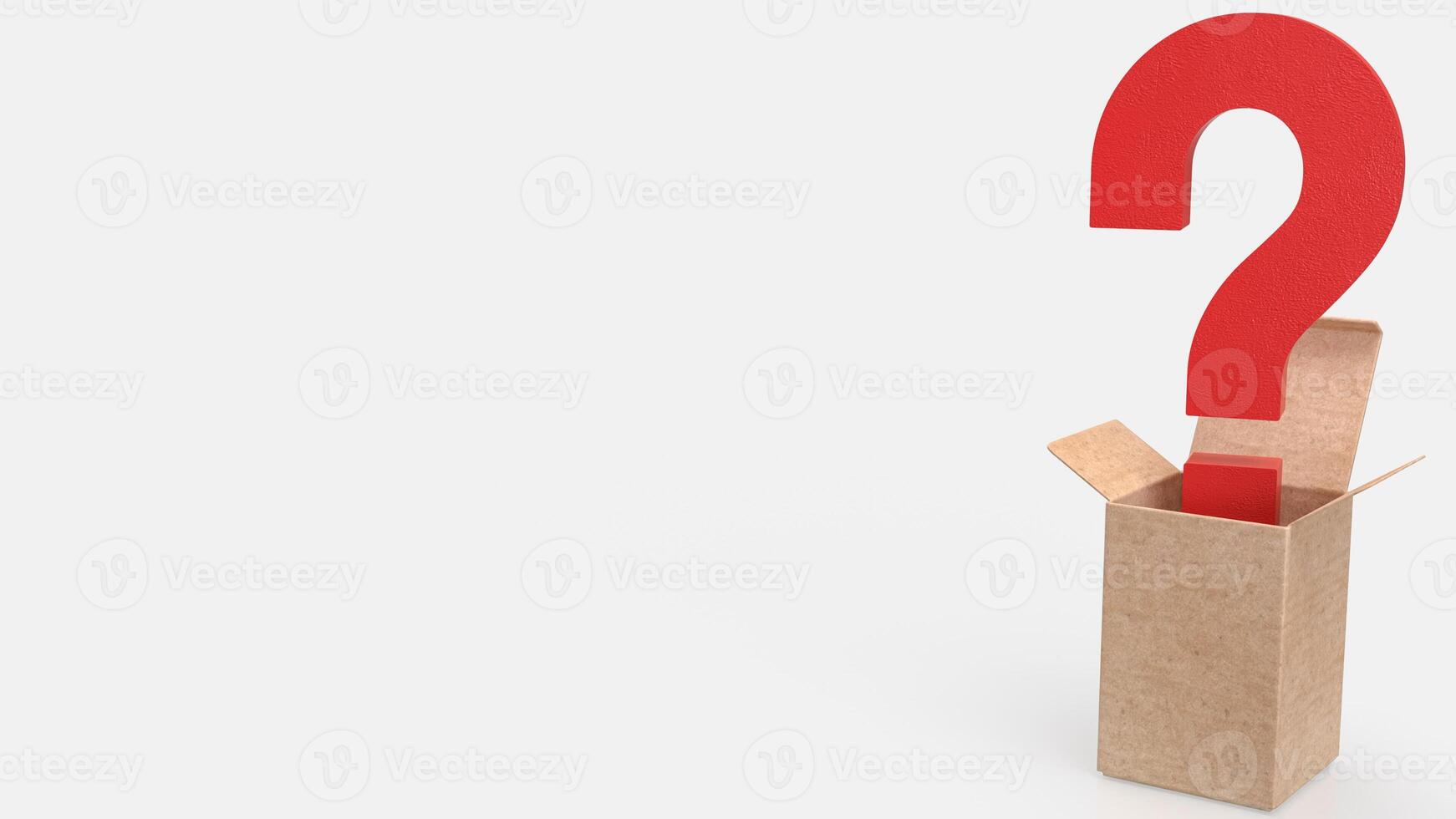 Question mark in box on white Background 3d Rendering. photo