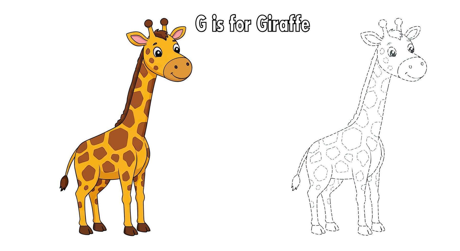 G is for giraffe coloring page vector