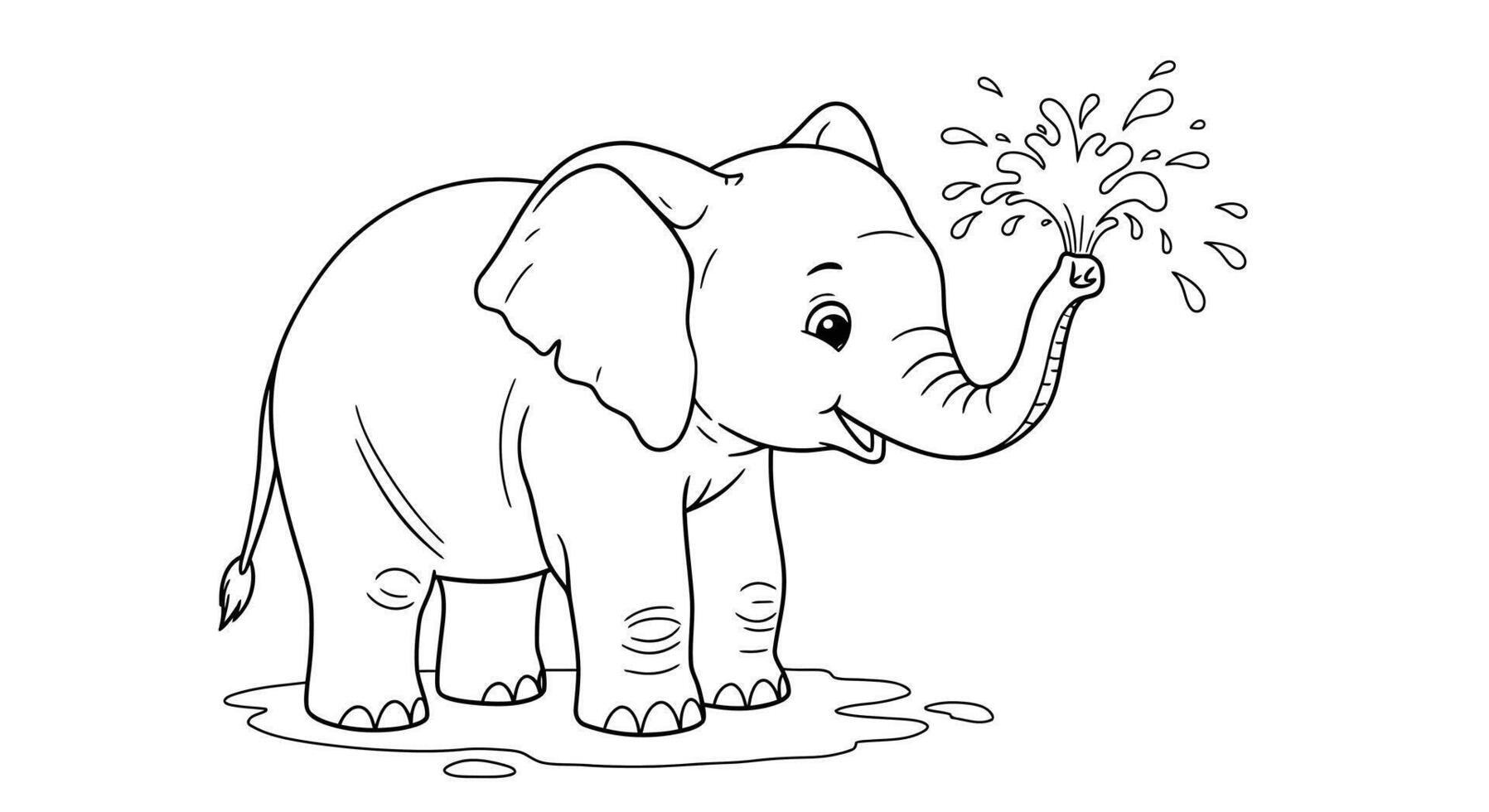 An elephant is blowing bubbles coloring page for kids vector