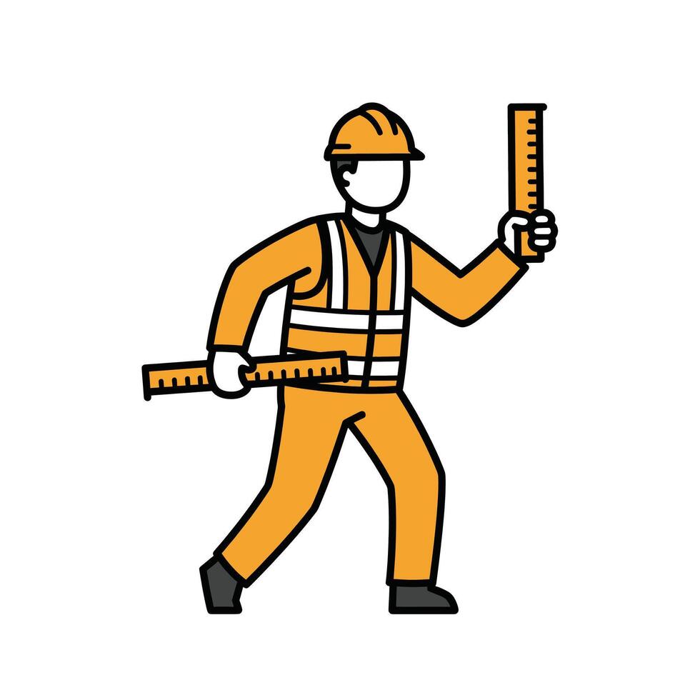 Construction worker with a ruler illustration vector