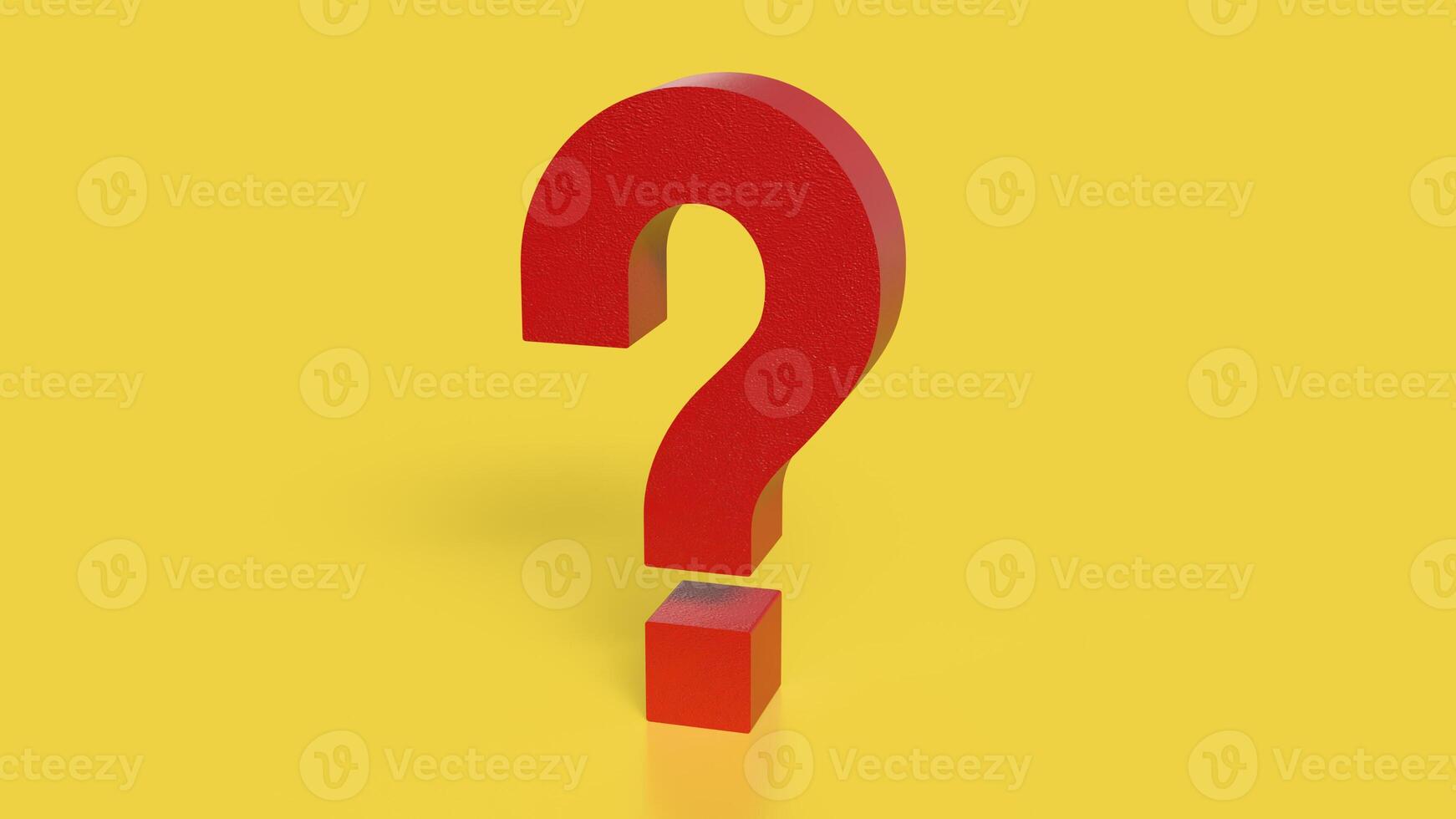 The RED Question mark on yellow Background 3d Rendering. photo