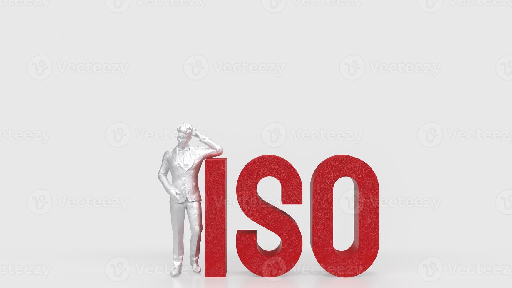 The Red ISO on white Background 3d Rendering. photo