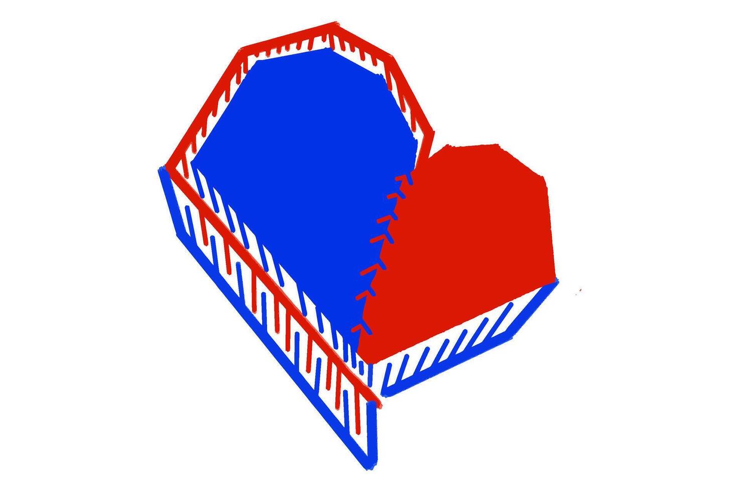 3D Effect Red and Blue Love Fusion vector