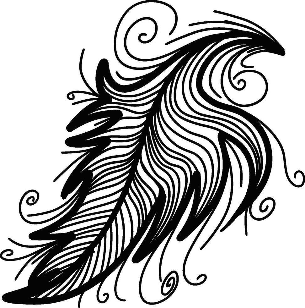 Elegant Feather Outline Art vector