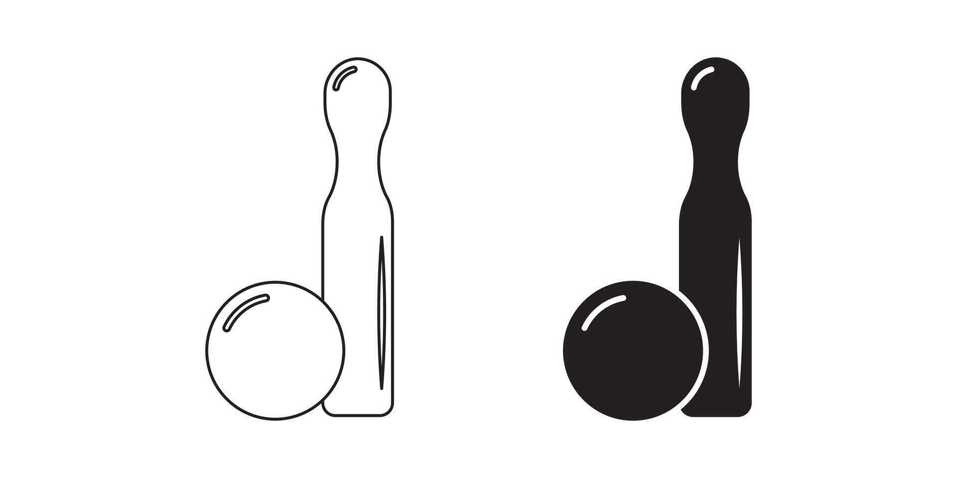 outline silhouette Nine pin bowling icon set vector