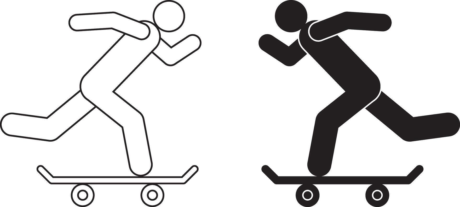 side view Skateboarding icon set vector