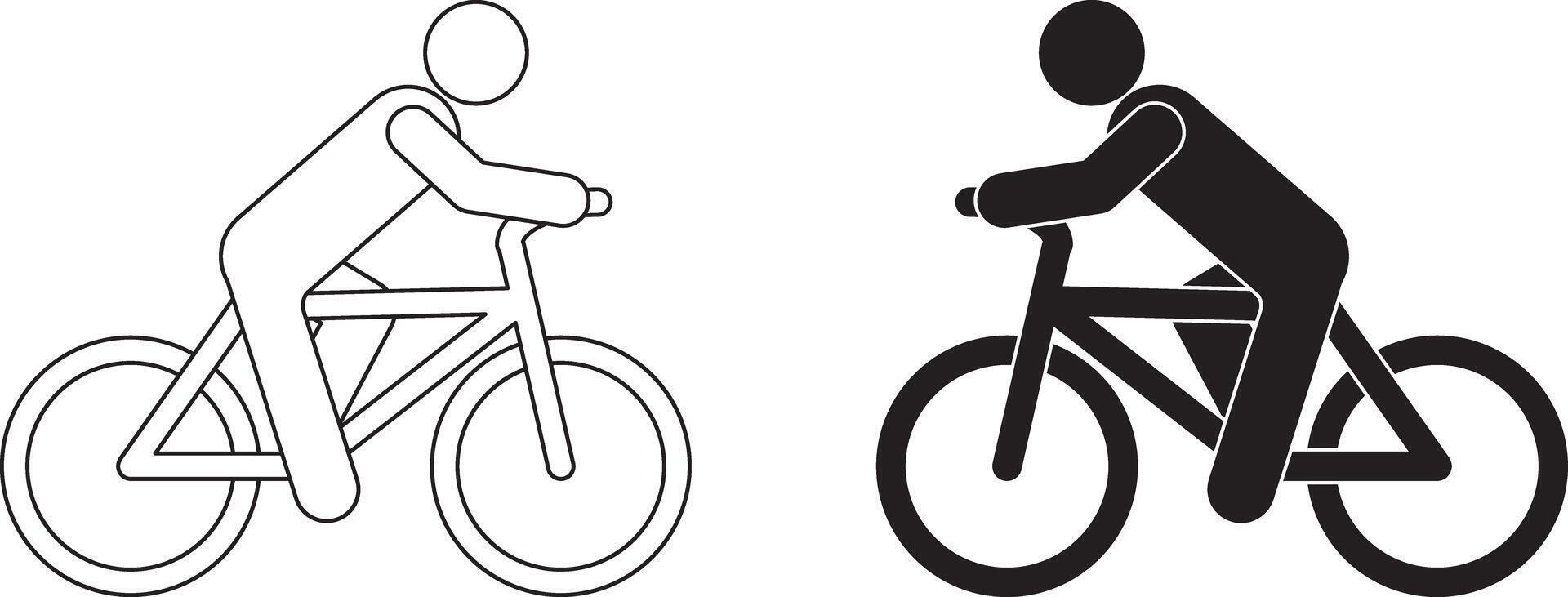 side view outline silhouette bicycling icon set vector