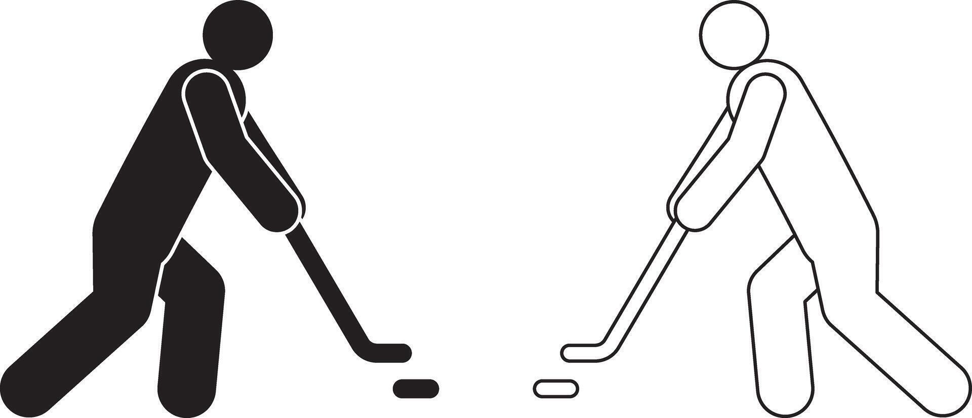 side view hockey player icon set vector