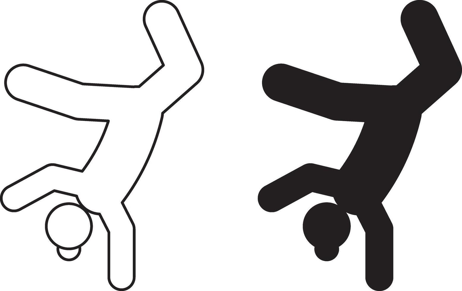 outline silhouette breakdancing icon set vector