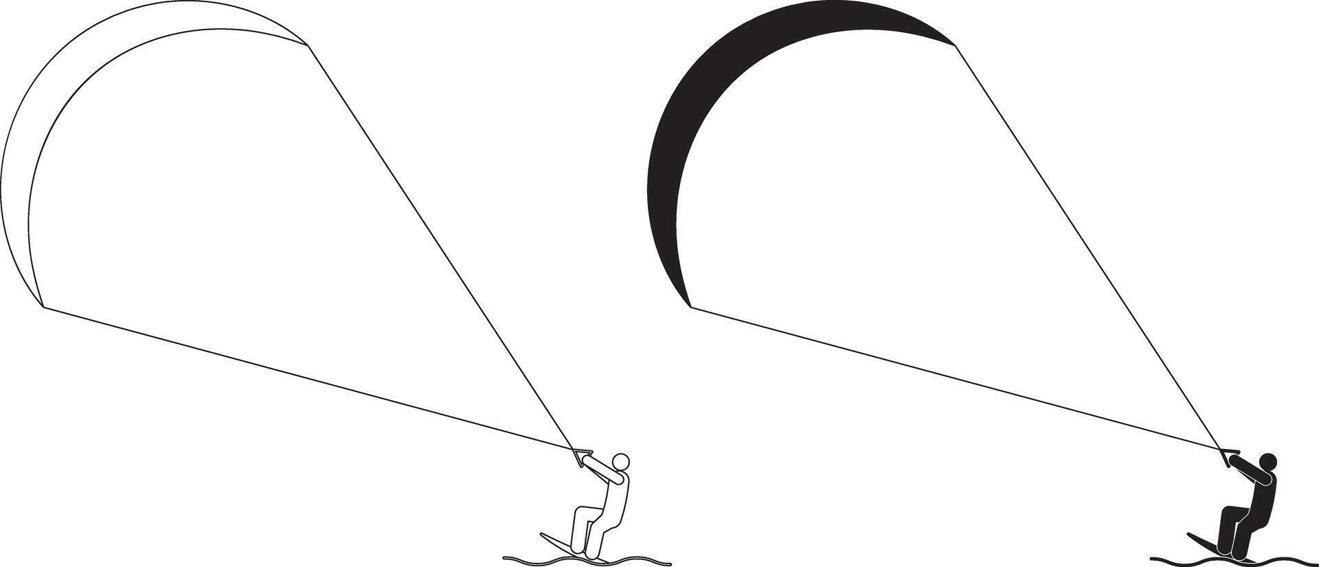 Kiteboarding or kitesurfing icon set vector