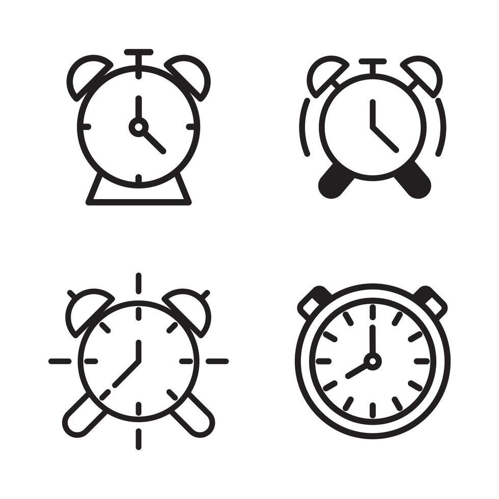 Four Alarm Clock Icons Variations vector