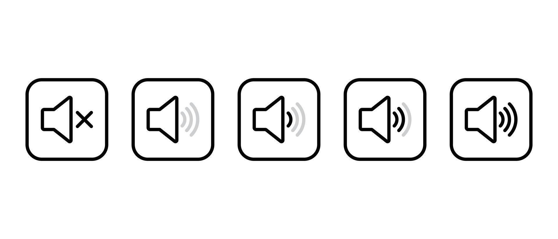 Sound volume level outline icon on square line. Audio speaker sign symbol vector