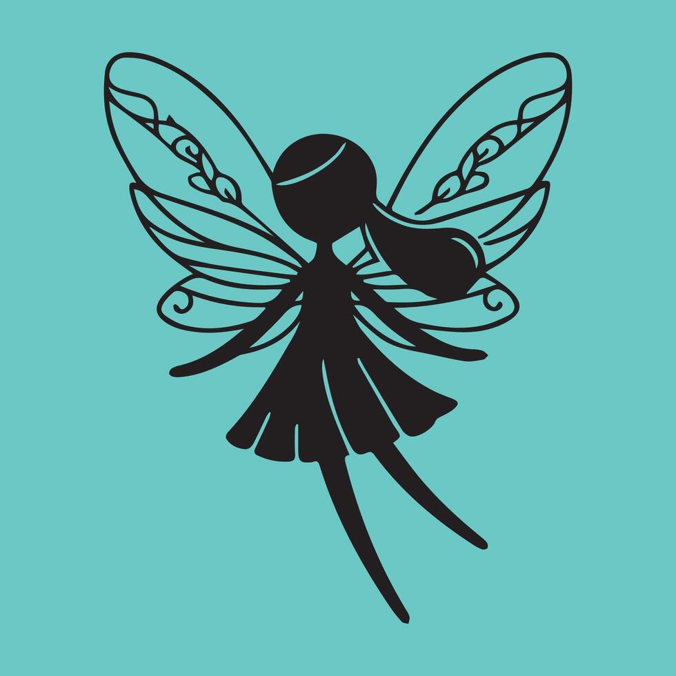 Minimalist fairy silhouette Cute fairy icon . vector