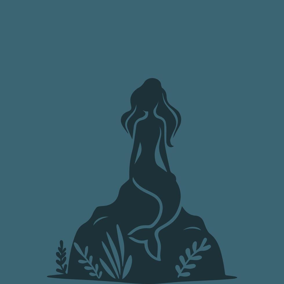 Mermaids sitting on a rock. Mermaid background. vector