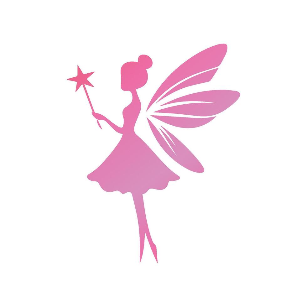 Fairy holding broom logo on white background. Branding logo design icon. vector