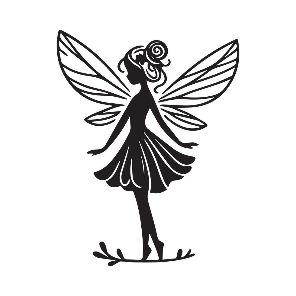 Minimalist fairy silhouette on white background. vector
