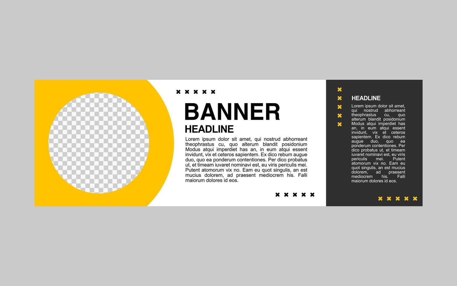 banner design with yellow, white and black colors for promotion and business. vector