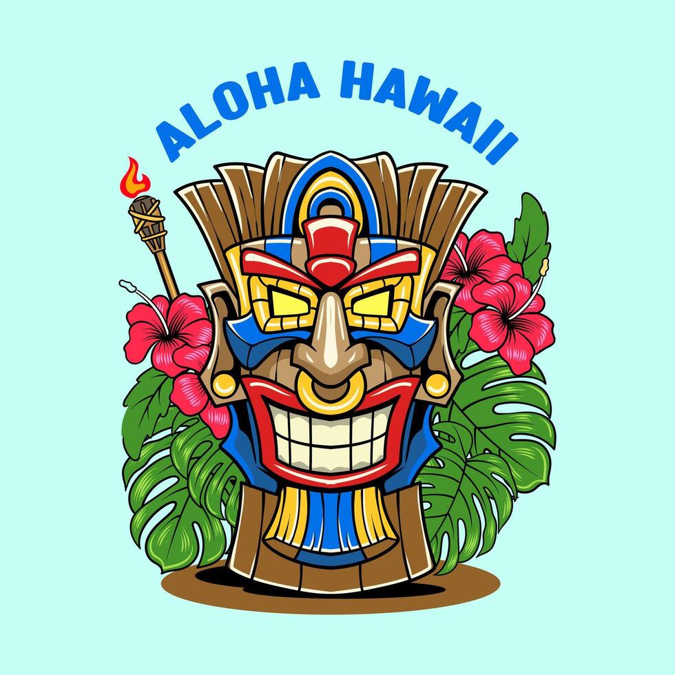 Tiki Mask Mascot Cartoon Character Illustration vector