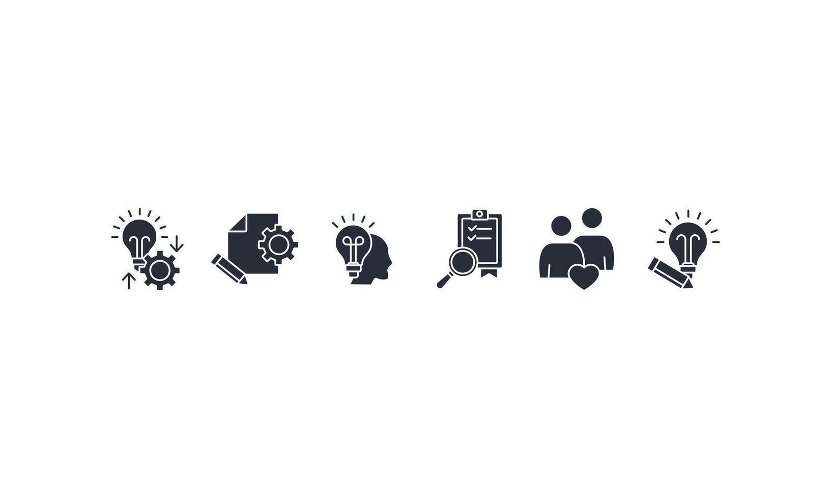 Design thinking icons set isolated on White Background Flat vector