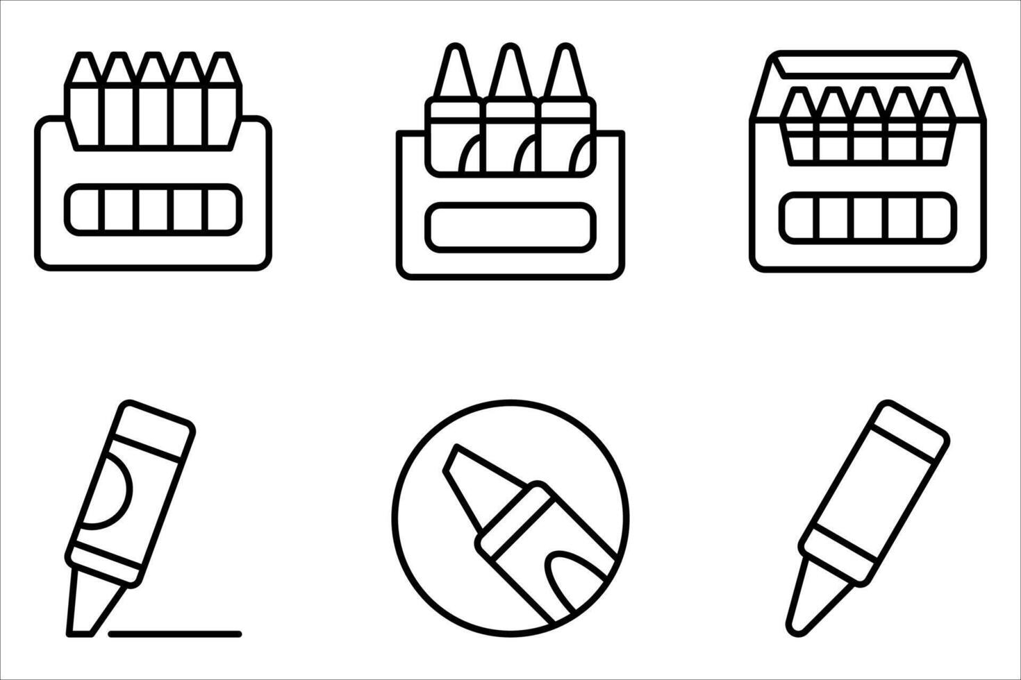 crayon icon set, vector