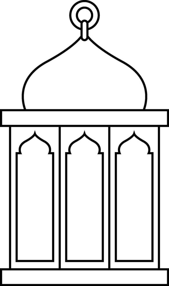 Dome with Rectangle Black Outline Islamic Lantern Element for Ramadan Arabic Hanging Oil Lamp Lights vector