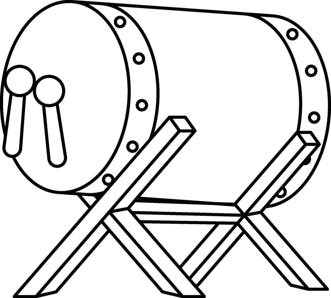 Black Outline Illustration of Bedug Drum for Islamic Events Ramadan and Eid vector
