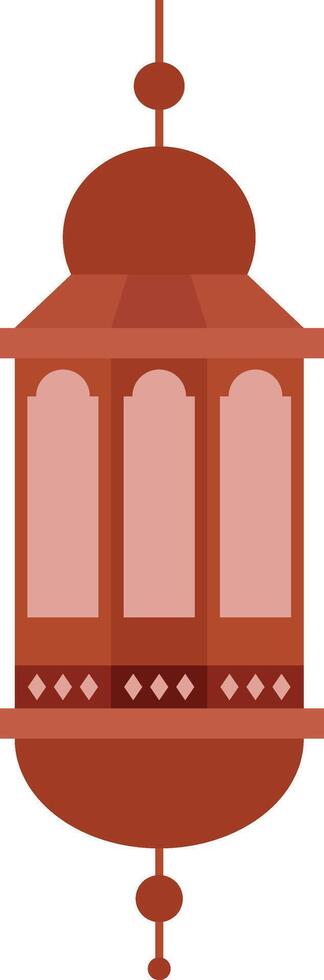 Red Monochrome Circle Roof with Rhomb Motive Islamic Lantern Element for Ramadan Arabic Hanging Oil Lamp Lights vector