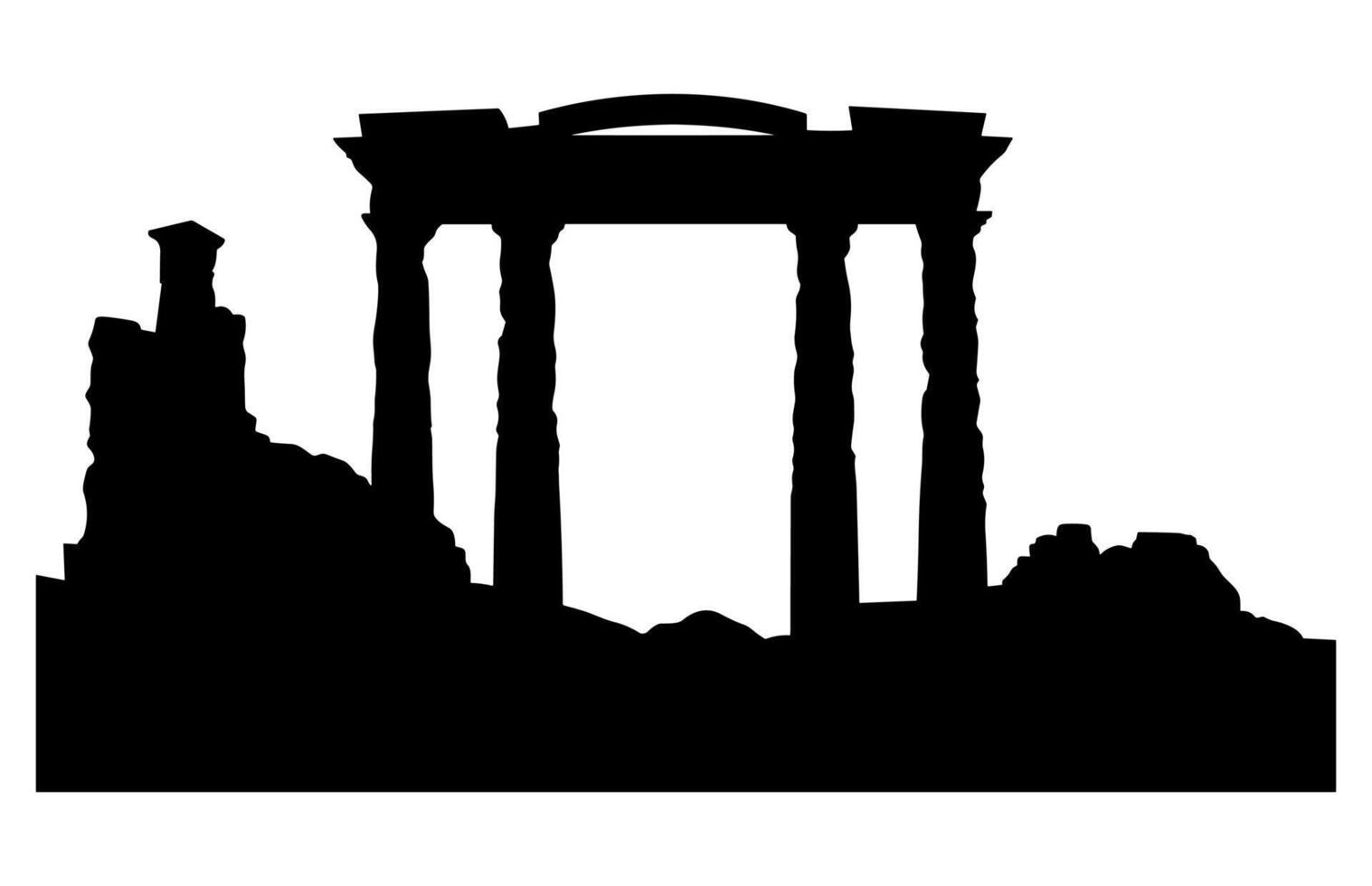 Ancient Ruins Black Clipart Silhouette isolated on white background vector