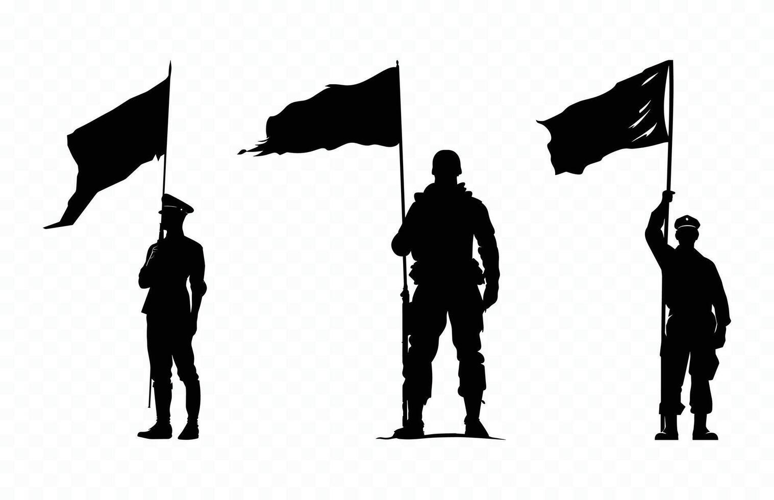 Color Guard Silhouette Black Clipart Set vector