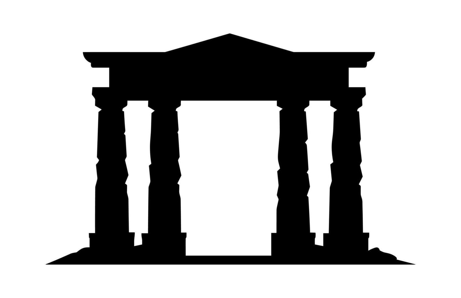 Ancient Ruins Clipart Black Silhouette isolated on a white background vector