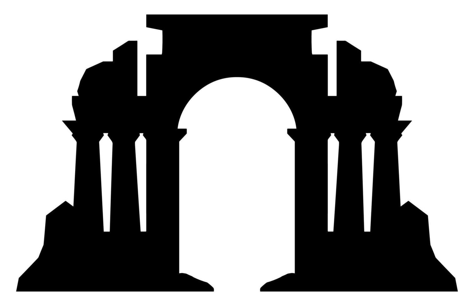 Ancient Ruins Black Silhouette Clipart isolated on a white background vector