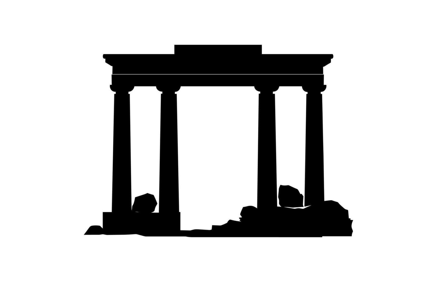 Ruins Silhouette Clipart isolated on a white background vector