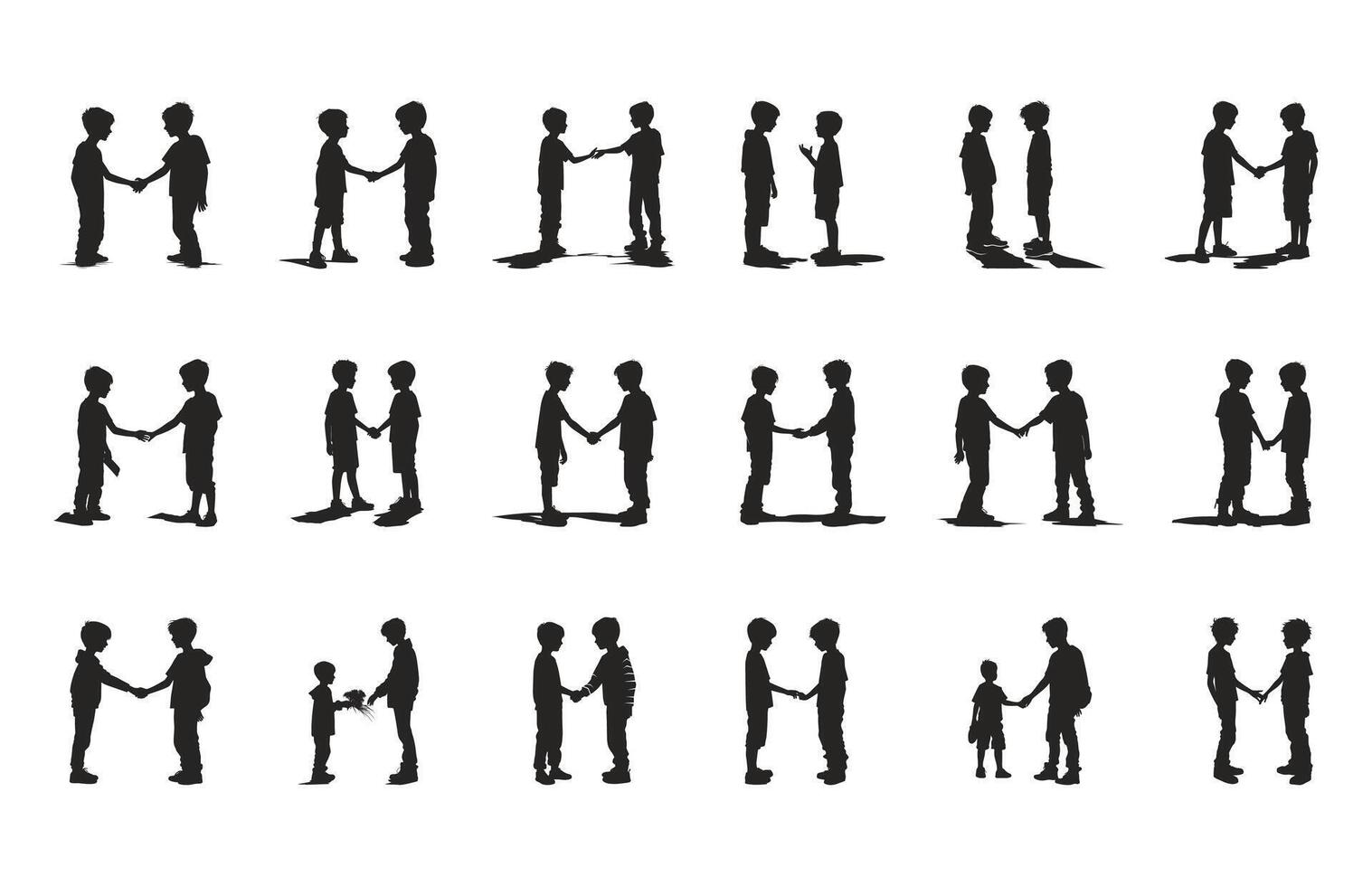 Boy Friendship Silhouette Clipart Bundle vector