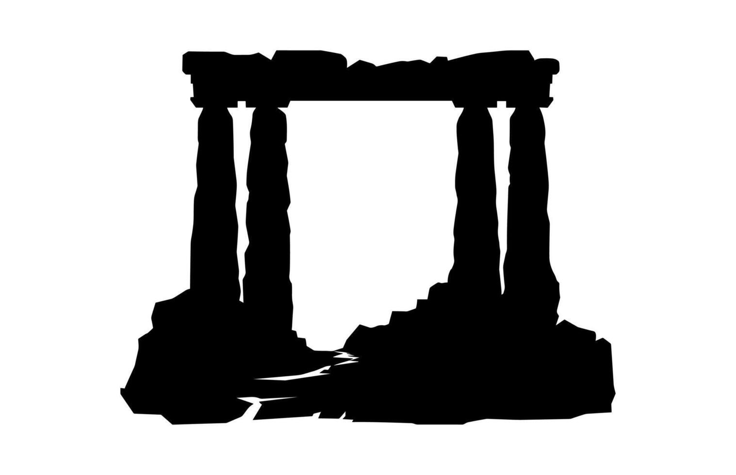 Ruins Clipart Silhouette isolated on white background vector