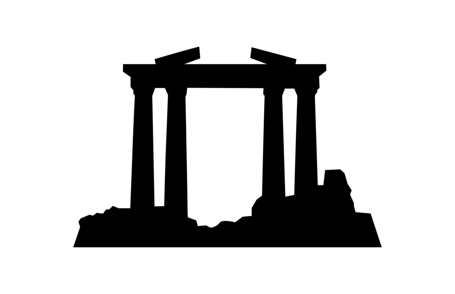Ancient Ruins Silhouette Black Clipart isolated on a white background vector