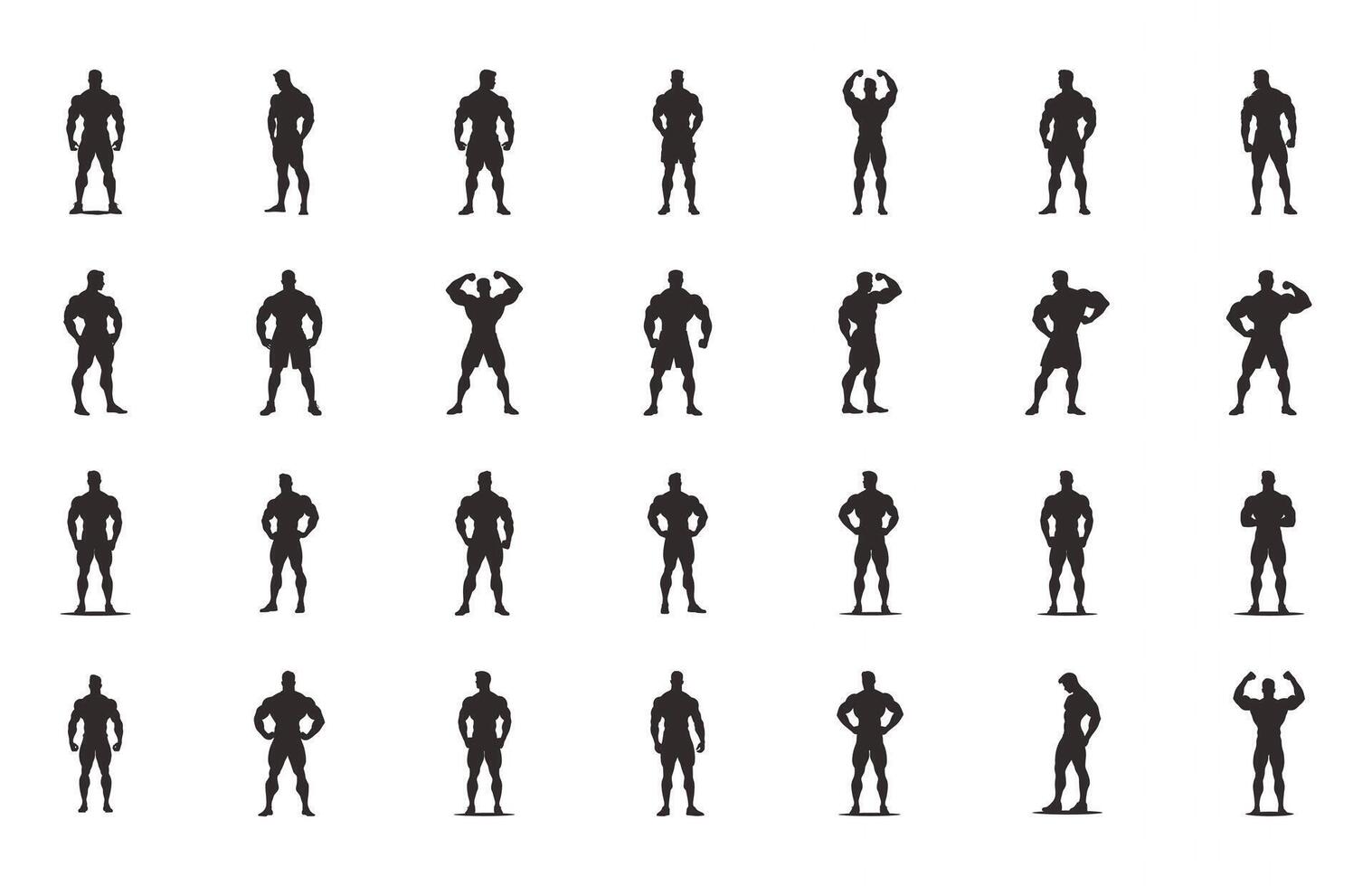 Bodybuilder Silhouette Clipart Bundle vector