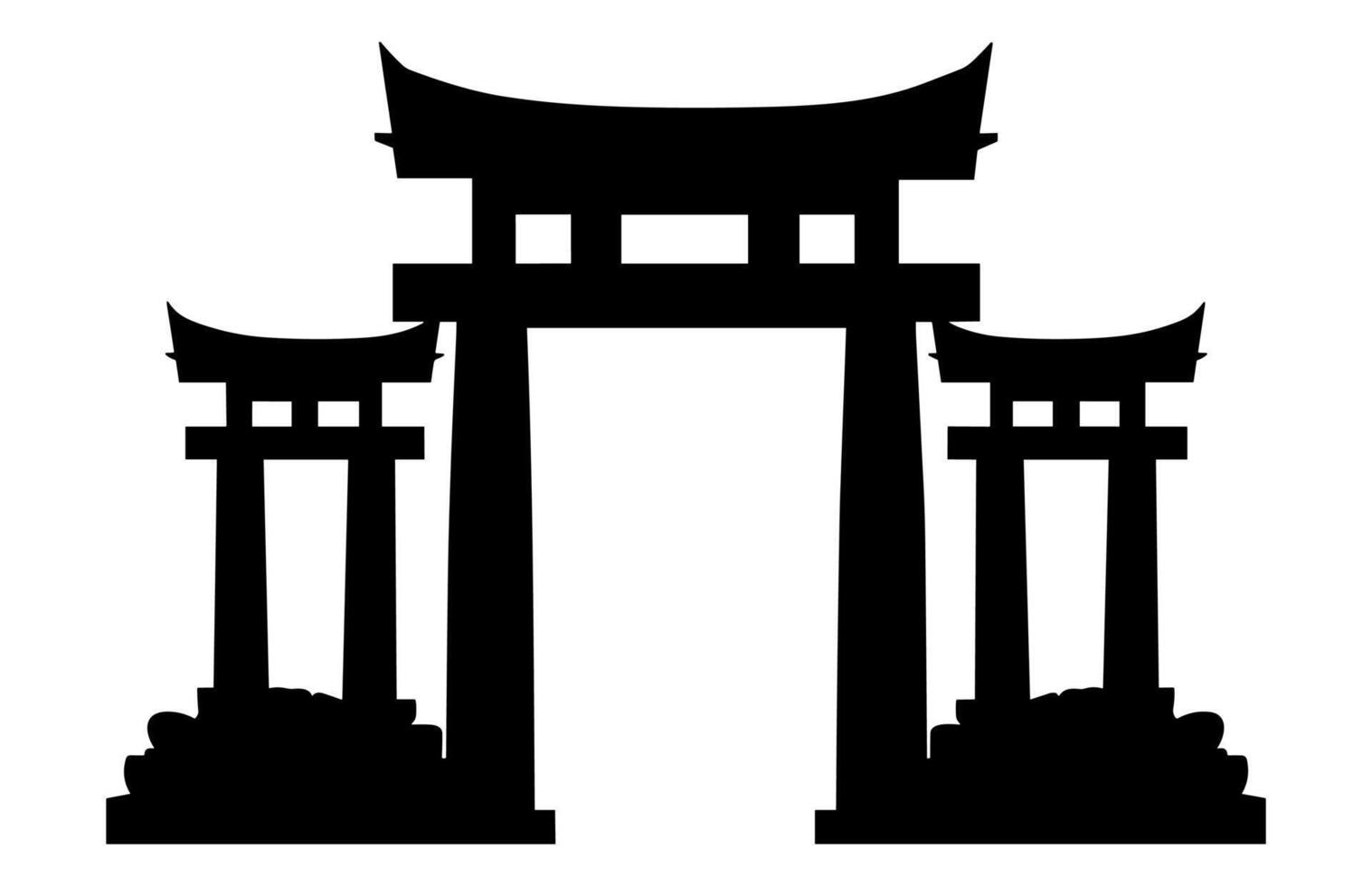 Ancient Ruins Clipart Black Silhouette isolated on white background vector