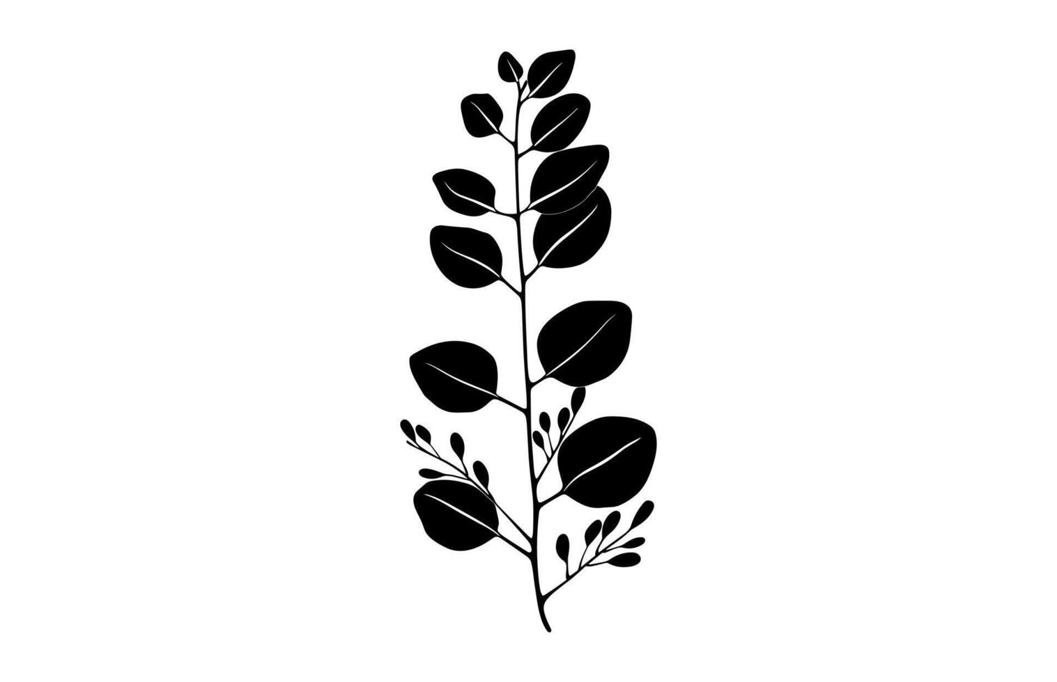 Eucalyptus Silhouette Clipart isolated on a white background vector