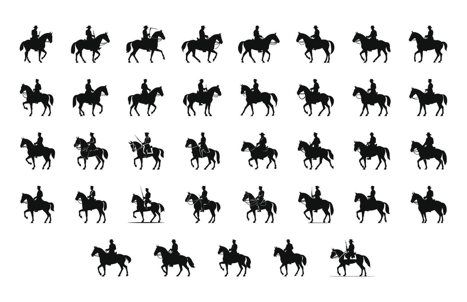 Cavalry Silhouette Clipart Bundle vector
