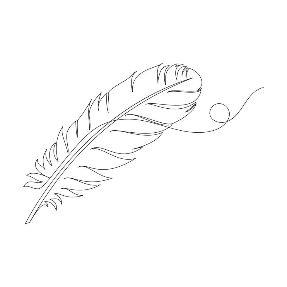 In bird feather single-line art, the flowing lines evoke the gentle touch of wind as it moves through the feather's intricate details vector