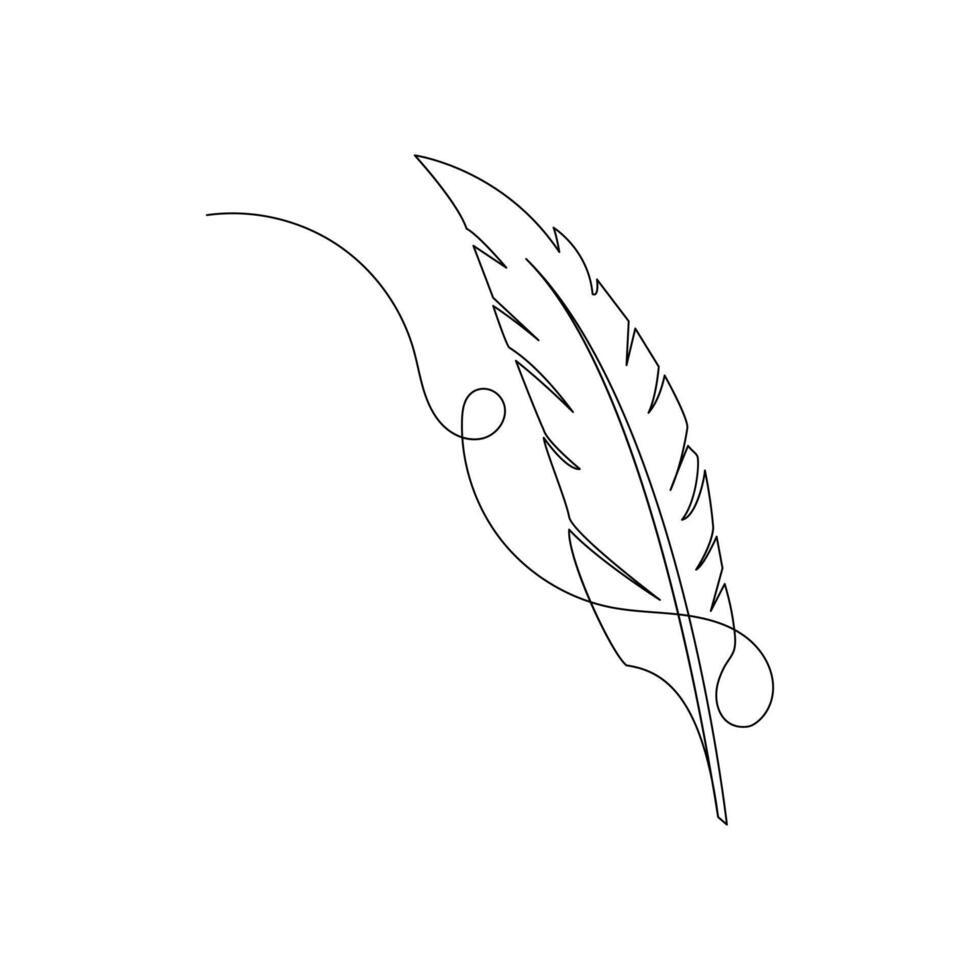 Bird feather single-line art blends nature and artistry, capturing the essence of flight and the delicate balance of nature. vector