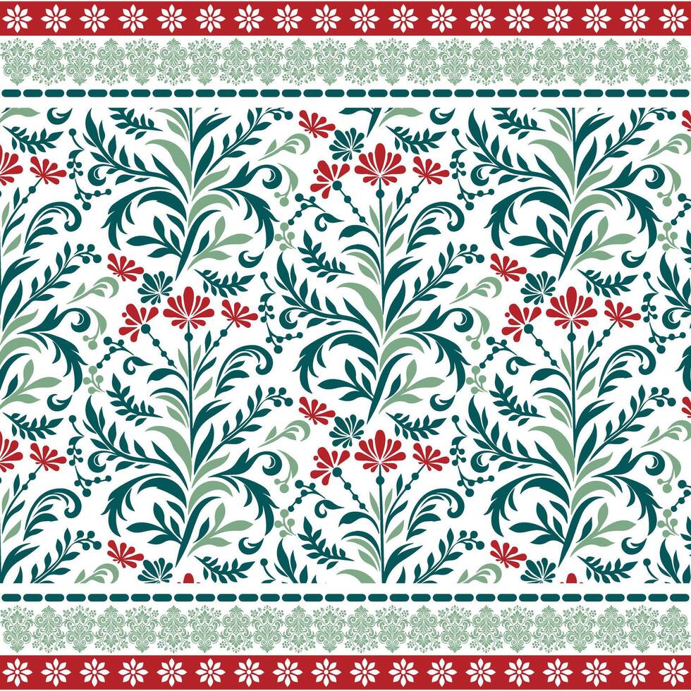stunning floral pattern with detailed indian painting style for fashion and print on demand vector