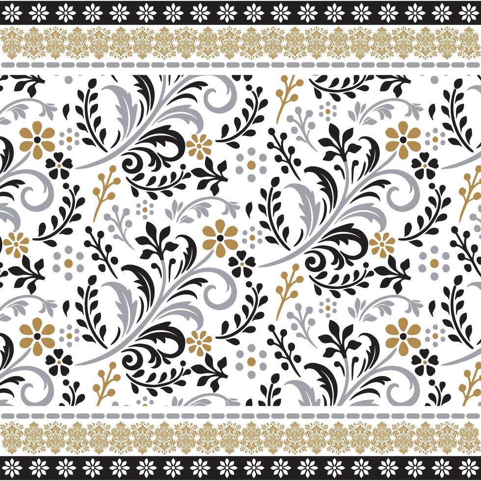 indian seamless pattern with traditional floral border perfect for textile graphics vector