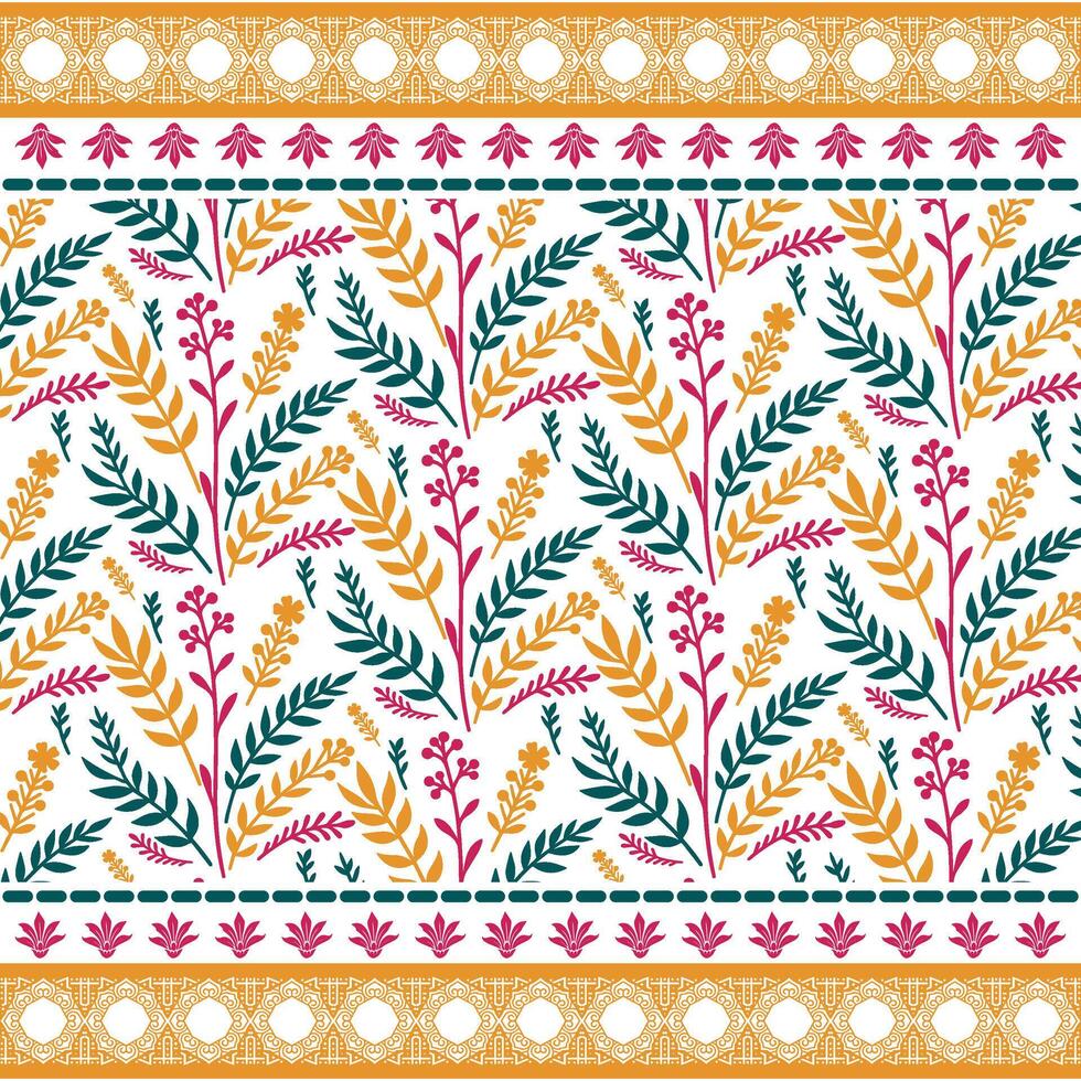 traditional embroidery motif floral pattern with seamless repeat for print on demand vector