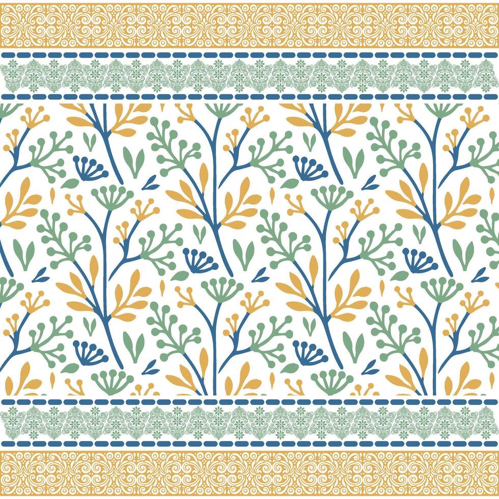 beautiful floral border pattern with abstract repeat design for textile graphics vector