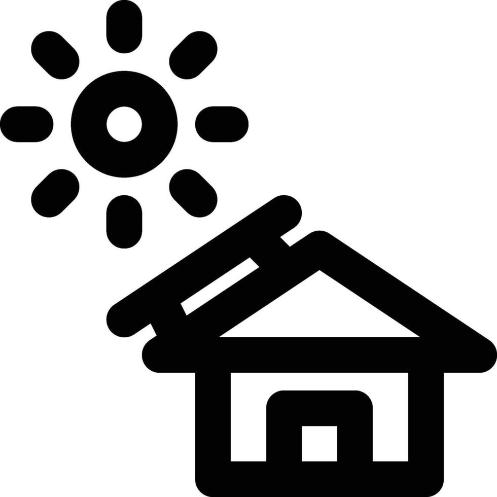 Solar Home, Solar House Outline Icon vector